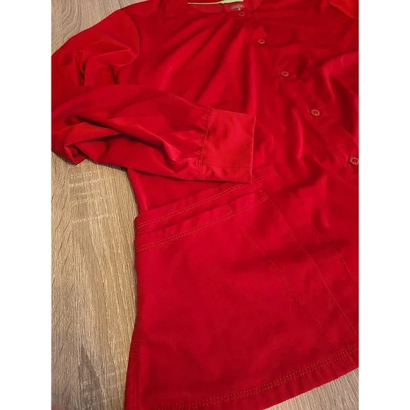 HH Works by Healing Hands Womens Red Long Sleeve Scrub Snap Front Sz XL? - Picture 5 of 8